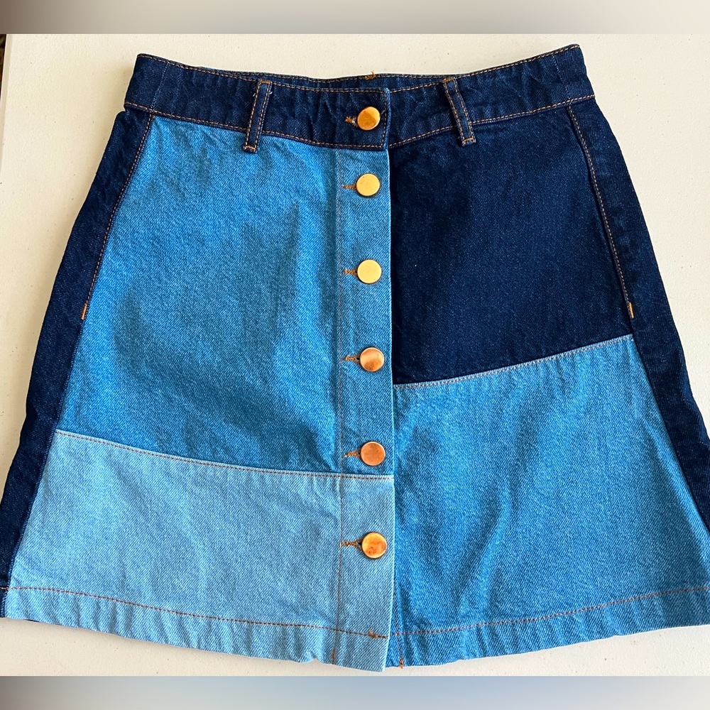 💙🩵H&M Color-block Denim Skirt💠
